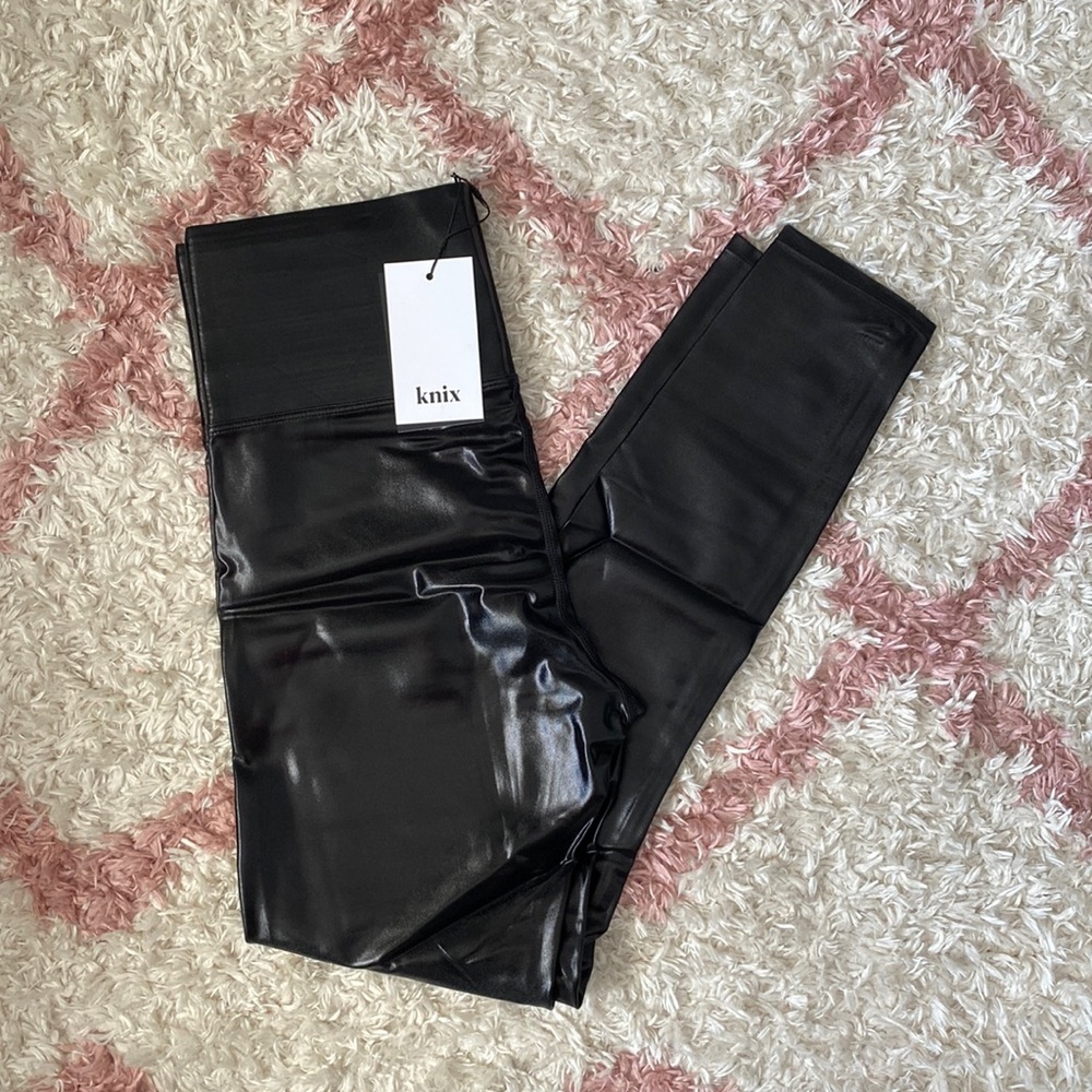 NWT Knix X The Birds Papaya Faux Leather Leggings